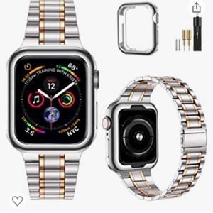 Apple Series 7, 45 mm compatible Stainless Steel, Silver and Rose Gold